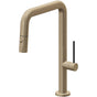 California Faucets - Pull-Down Kitchen Faucet with Button Sprayer  - Quad Spout - Antique Brass Flat