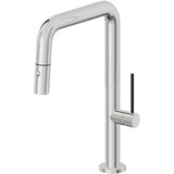 California Faucets - Pull-Down Kitchen Faucet with Button Sprayer  - Quad Spout - Polished Chrome