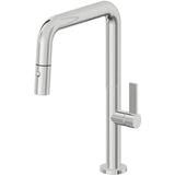 California Faucets - Pull-Down Kitchen Faucet with Button Sprayer  - Quad Spout - Polished Chrome