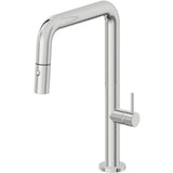 California Faucets - Pull-Down Kitchen Faucet with Button Sprayer  - Quad Spout - Polished Chrome