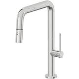 California Faucets - Pull-Down Kitchen Faucet with Button Sprayer  - Quad Spout - Polished Chrome
