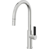 California Faucets - Pull-Down Kitchen Faucet with Button Sprayer  - High Arc Spout - Polished Chrome