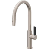 California Faucets - Pull-Down Kitchen Faucet with Button Sprayer  - High Arc Spout - Gloss White