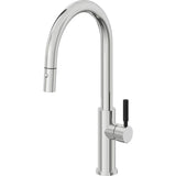 California Faucets - Pull-Down Kitchen Faucet with Button Sprayer  - High Arc Spout - Polished Chrome