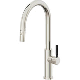 California Faucets - Pull-Down Kitchen Faucet with Button Sprayer  - High Arc Spout - Polished Nickel Pvd