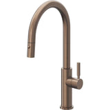 California Faucets - Pull-Down Kitchen Faucet with Button Sprayer  - High Arc Spout - Satin Bronze Pvd