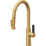 California Faucets - Pull-Down Kitchen Faucet with Squeeze Sprayer  - High Arc Spout - Lifetime Satin Gold Pvd