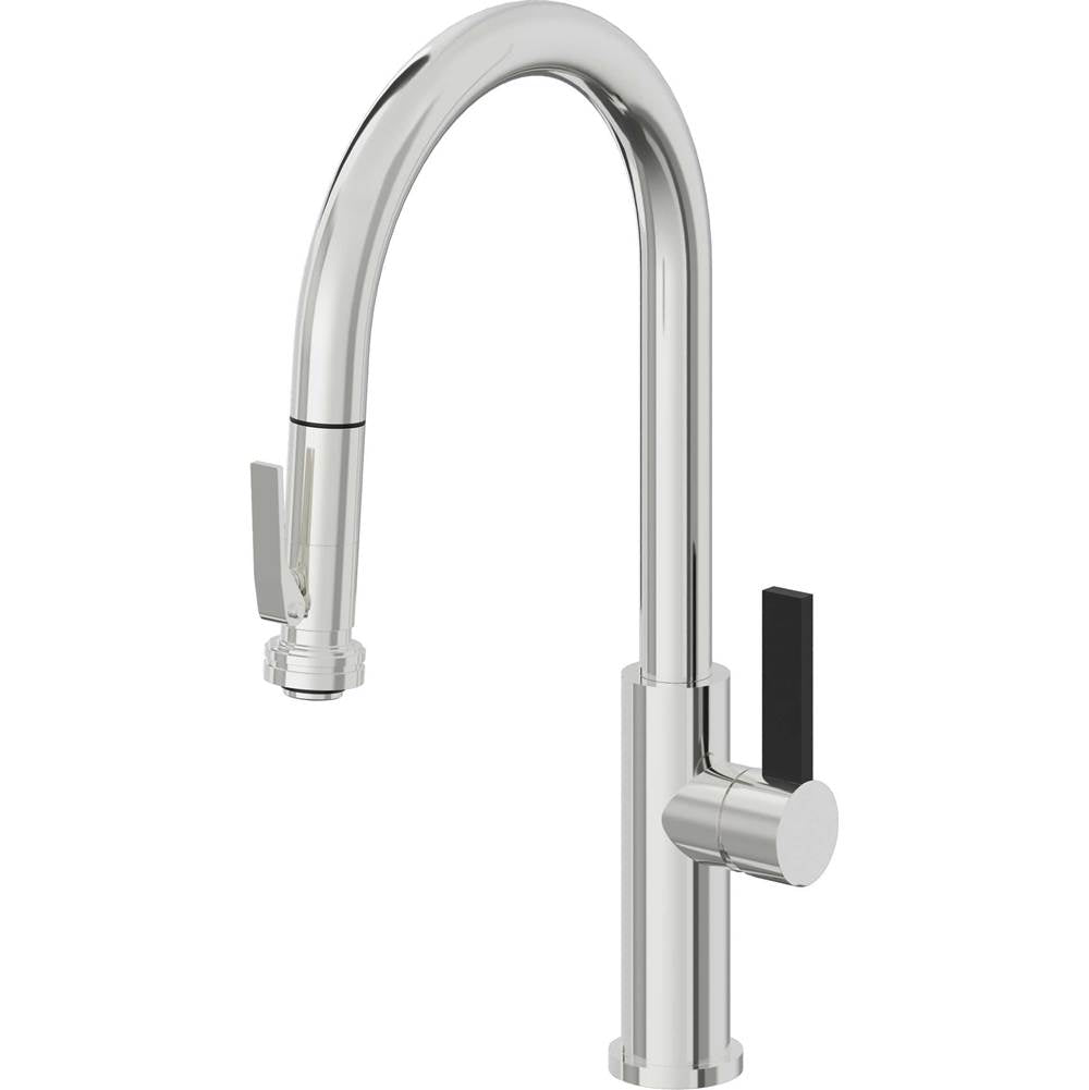 California Faucets - Pull-Down Kitchen Faucet with Squeeze Sprayer  - High Arc Spout - Polished Chrome