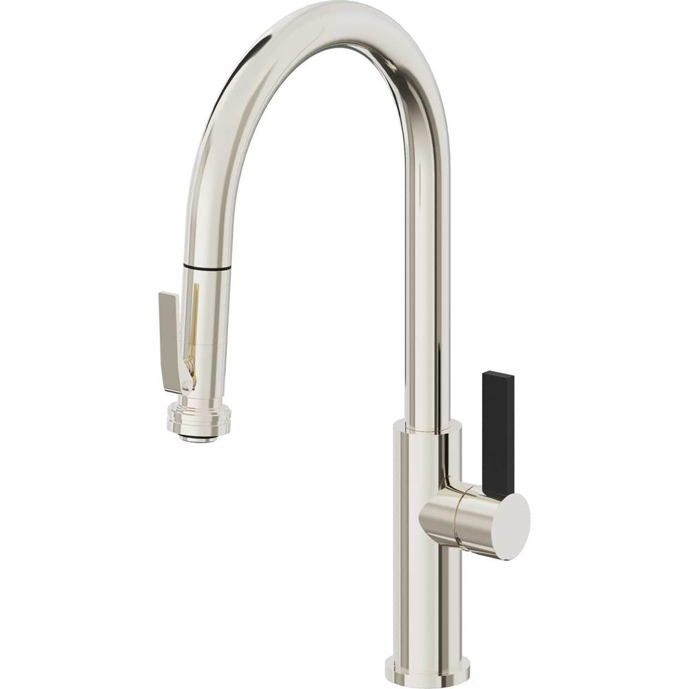 California Faucets - Pull-Down Kitchen Faucet with Squeeze Sprayer  - High Arc Spout - Polished Nickel Pvd