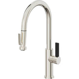 California Faucets - Pull-Down Kitchen Faucet with Squeeze Sprayer  - High Arc Spout - Polished Nickel Pvd