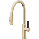 California Faucets - Pull-Down Kitchen Faucet with Squeeze Sprayer  - High Arc Spout - Satin Brass Pvd