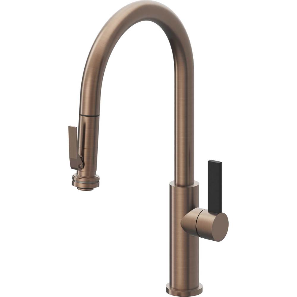 California Faucets - Pull-Down Kitchen Faucet with Squeeze Sprayer  - High Arc Spout - Satin Bronze Pvd