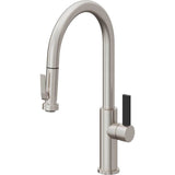 California Faucets - Pull-Down Kitchen Faucet with Squeeze Sprayer  - High Arc Spout - Ultra Stainless Steel Pvd