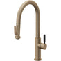 California Faucets - Pull-Down Kitchen Faucet with Squeeze Sprayer  - High Arc Spout - Antique Brass Flat