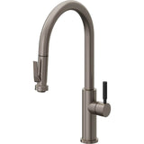 California Faucets - Pull-Down Kitchen Faucet with Squeeze Sprayer  - High Arc Spout - Graphite Pvd