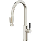 California Faucets - Pull-Down Kitchen Faucet with Squeeze Sprayer  - High Arc Spout - Polished Nickel Pvd