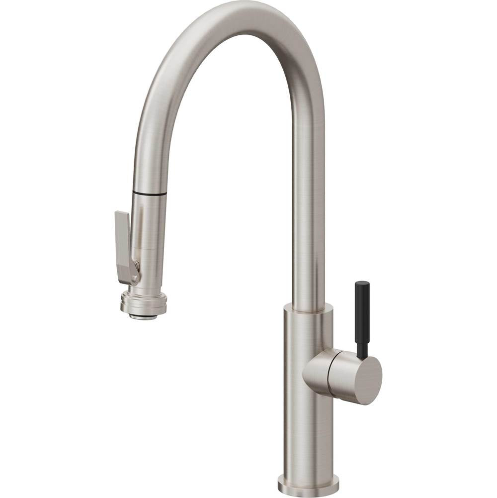 California Faucets - Pull-Down Kitchen Faucet with Squeeze Sprayer  - High Arc Spout - Ultra Stainless Steel Pvd