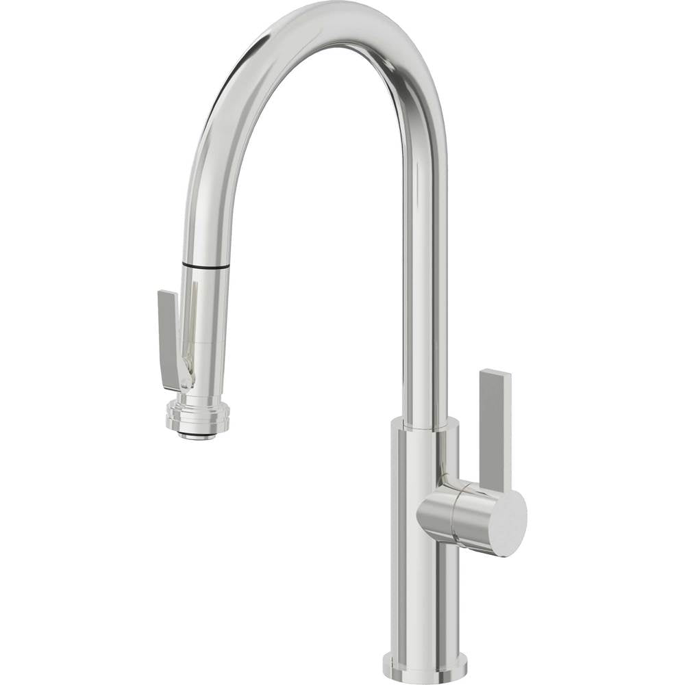 California Faucets - Pull-Down Kitchen Faucet with Squeeze Sprayer  - High Arc Spout - Polished Chrome