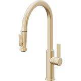 California Faucets - Pull-Down Kitchen Faucet with Squeeze Sprayer  - High Arc Spout - Satin Brass Pvd