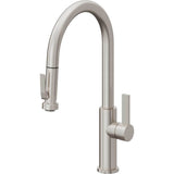 California Faucets - Pull-Down Kitchen Faucet with Squeeze Sprayer  - High Arc Spout - Ultra Stainless Steel Pvd