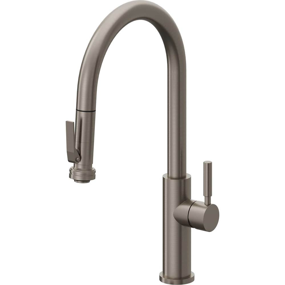 California Faucets - Pull-Down Kitchen Faucet with Squeeze Sprayer  - High Arc Spout - Graphite Pvd