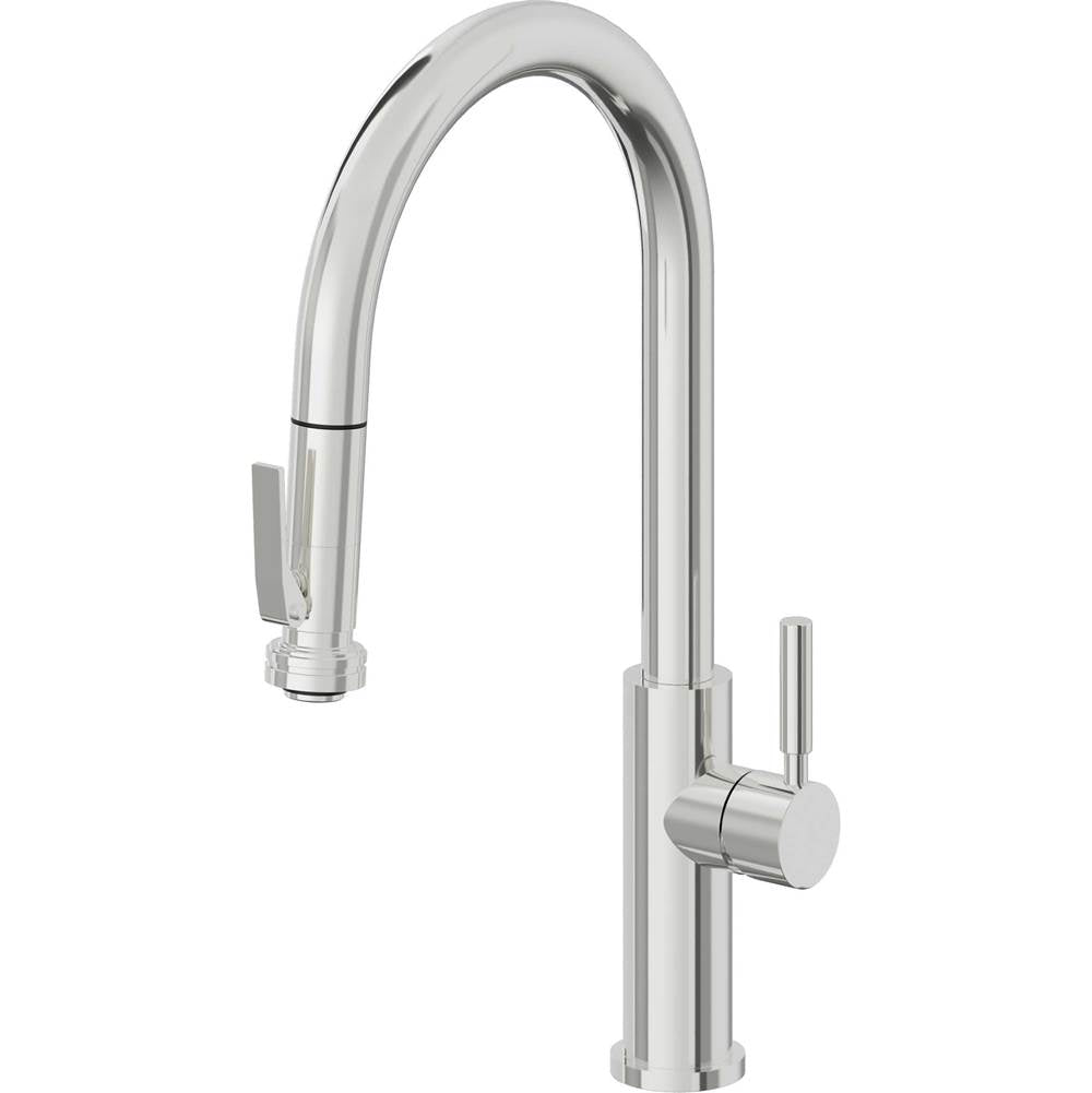 California Faucets - Pull-Down Kitchen Faucet with Squeeze Sprayer  - High Arc Spout - Polished Chrome