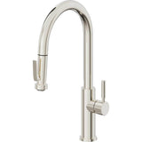 California Faucets - Pull-Down Kitchen Faucet with Squeeze Sprayer  - High Arc Spout - Polished Nickel Pvd