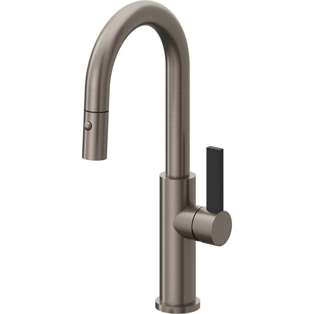 California Faucets - Pull-Down Prep/Bar Faucet with Button Sprayer - Graphite Pvd