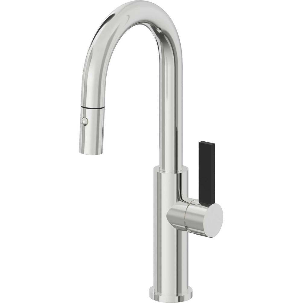California Faucets - Pull-Down Prep/Bar Faucet with Button Sprayer - Polished Chrome