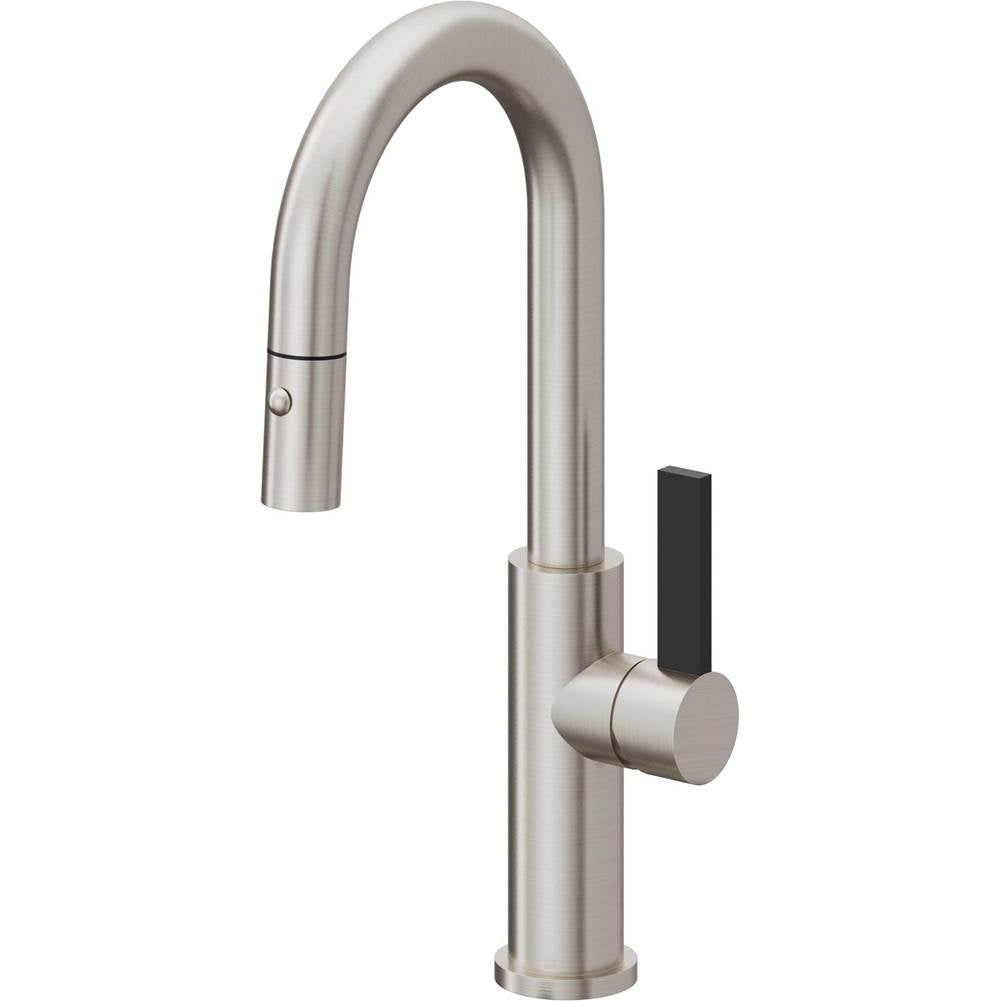 California Faucets - Pull-Down Prep/Bar Faucet with Button Sprayer - Ultra Stainless Steel Pvd