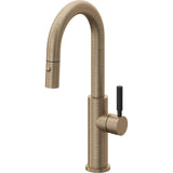 California Faucets - Pull-Down Prep/Bar Faucet with Button Sprayer - Antique Brass Flat