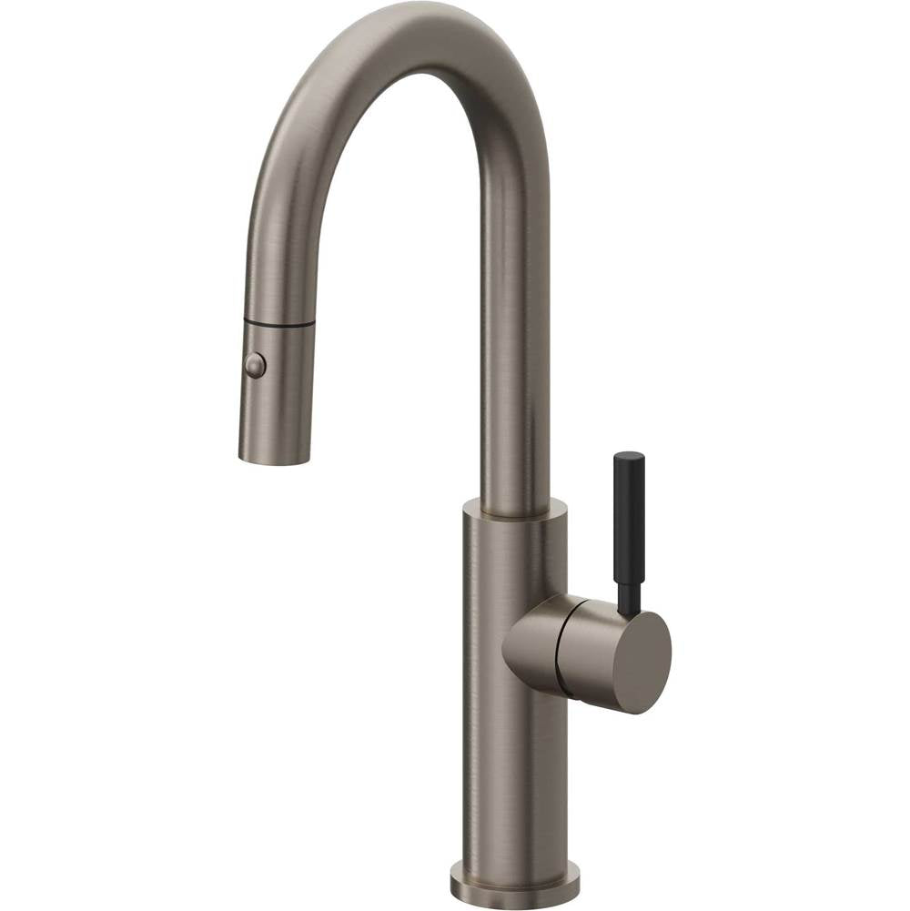California Faucets - Pull-Down Prep/Bar Faucet with Button Sprayer - Graphite Pvd