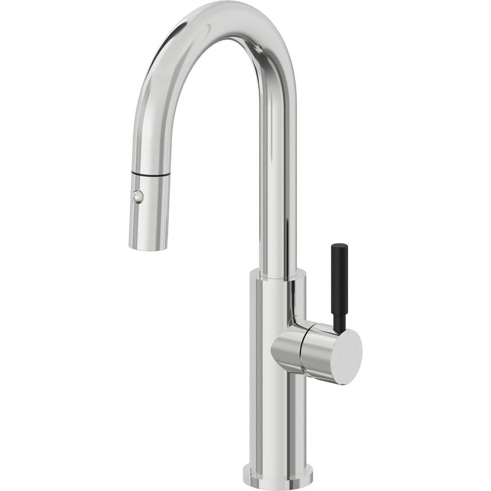 California Faucets - Pull-Down Prep/Bar Faucet with Button Sprayer - Polished Chrome