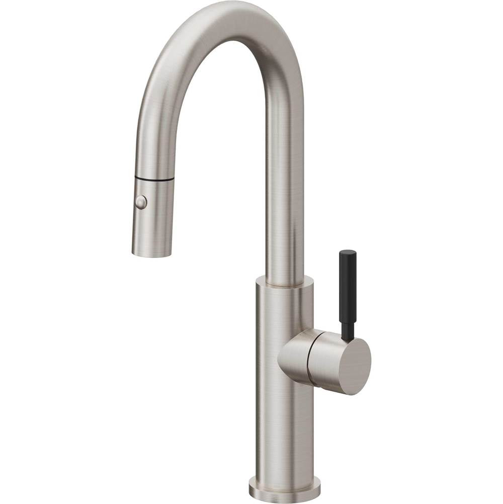 California Faucets - Pull-Down Prep/Bar Faucet with Button Sprayer - Ultra Stainless Steel Pvd