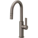 California Faucets - Pull-Down Prep/Bar Faucet with Button Sprayer - Graphite Pvd