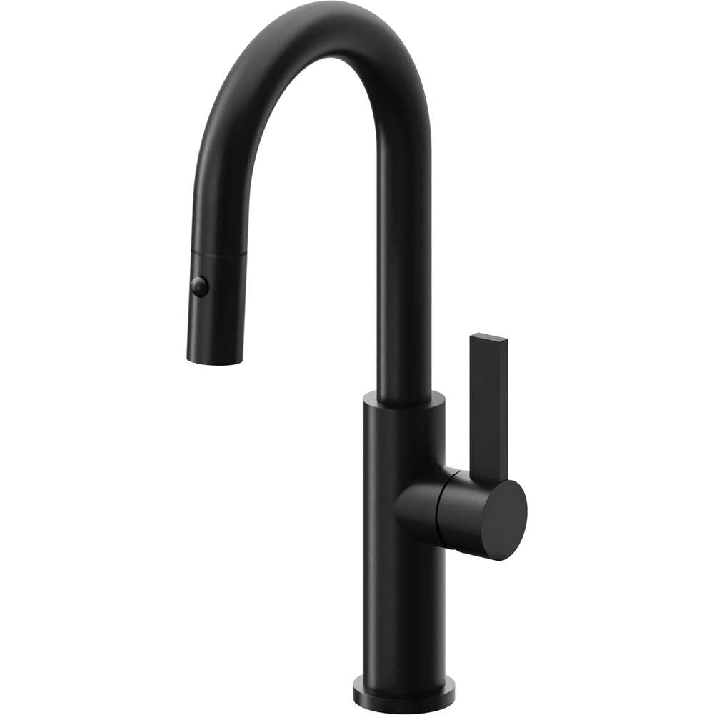 California Faucets - Pull-Down Prep/Bar Faucet with Button Sprayer - Matte Black