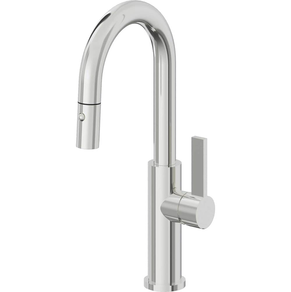 California Faucets - Pull-Down Prep/Bar Faucet with Button Sprayer - Polished Chrome