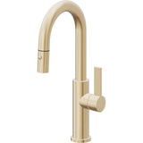 California Faucets - Pull-Down Prep/Bar Faucet with Button Sprayer - Satin Brass Pvd