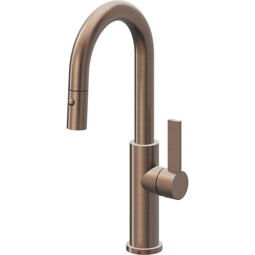 California Faucets - Pull-Down Prep/Bar Faucet with Button Sprayer - Satin Bronze Pvd