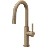 California Faucets - Pull-Down Prep/Bar Faucet with Button Sprayer - Antique Brass Flat