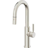 California Faucets - Pull-Down Prep/Bar Faucet with Button Sprayer - Polished Nickel Pvd