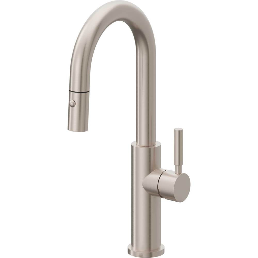 California Faucets - Pull-Down Prep/Bar Faucet with Button Sprayer - Gloss White