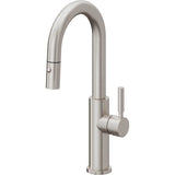 California Faucets - Pull-Down Prep/Bar Faucet with Button Sprayer - Ultra Stainless Steel Pvd