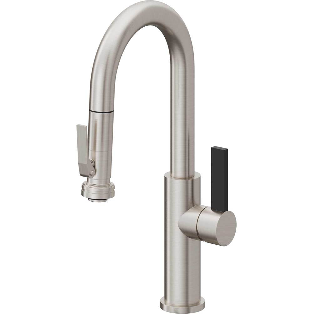 California Faucets - Pull-Down Prep/Bar Faucet with Squeeze Sprayer - Ultra Stainless Steel Pvd