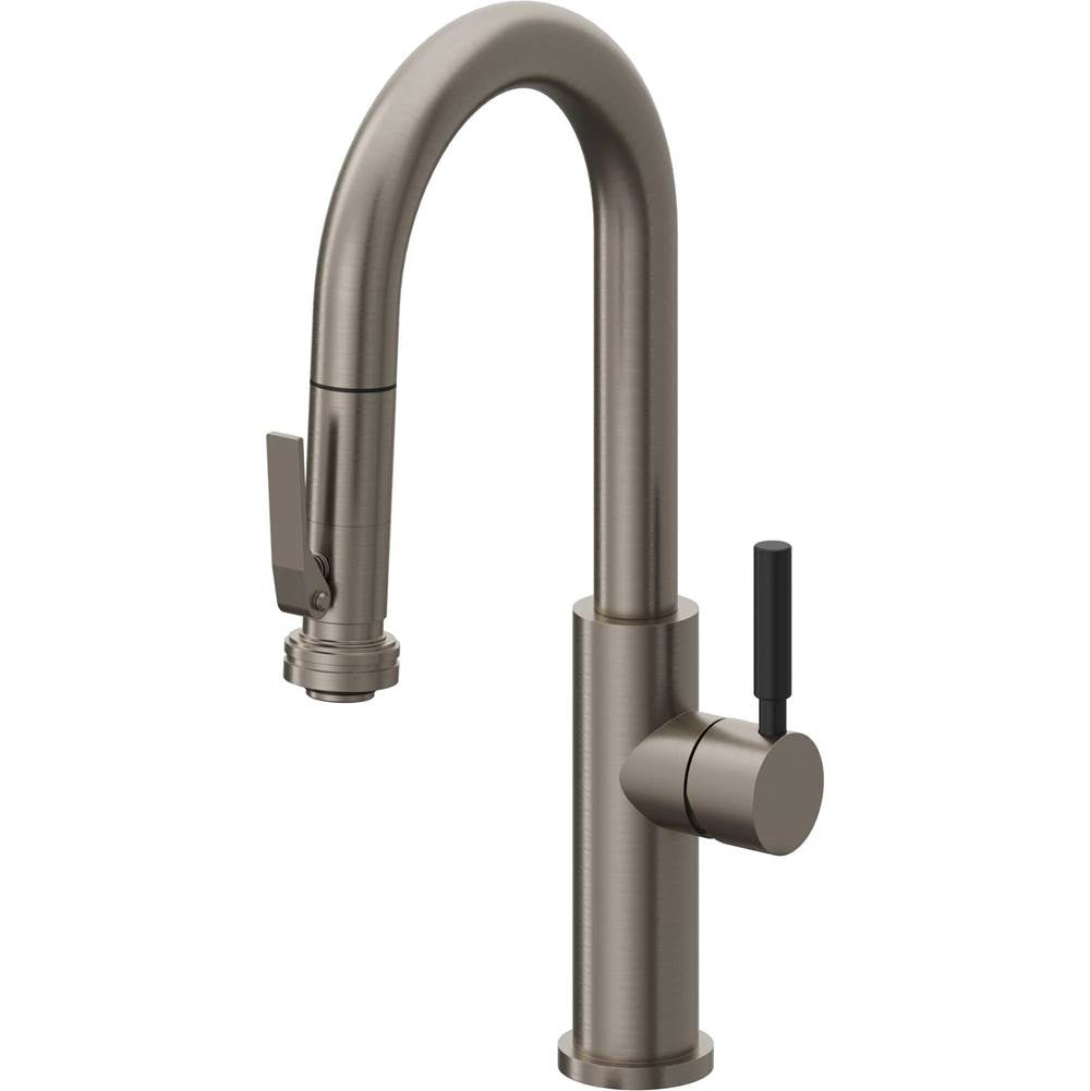 California Faucets - Pull-Down Prep/Bar Faucet with Squeeze Sprayer - Graphite Pvd