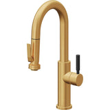 California Faucets - Pull-Down Prep/Bar Faucet with Squeeze Sprayer - Lifetime Satin Gold Pvd