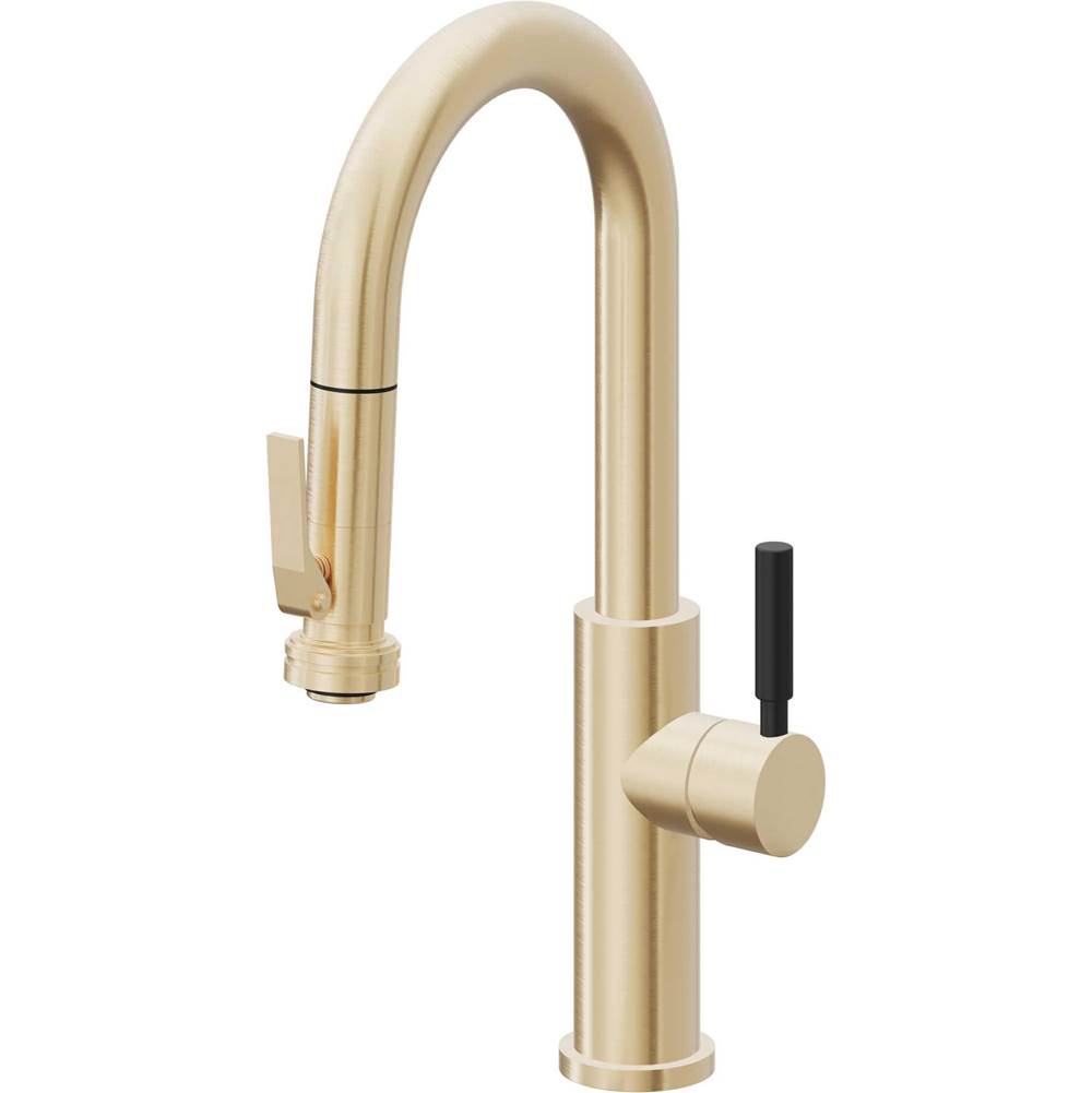 California Faucets - Pull-Down Prep/Bar Faucet with Squeeze Sprayer - Satin Brass Pvd
