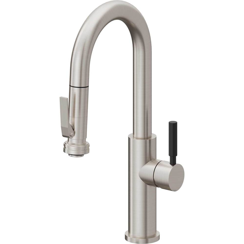 California Faucets - Pull-Down Prep/Bar Faucet with Squeeze Sprayer - Ultra Stainless Steel Pvd