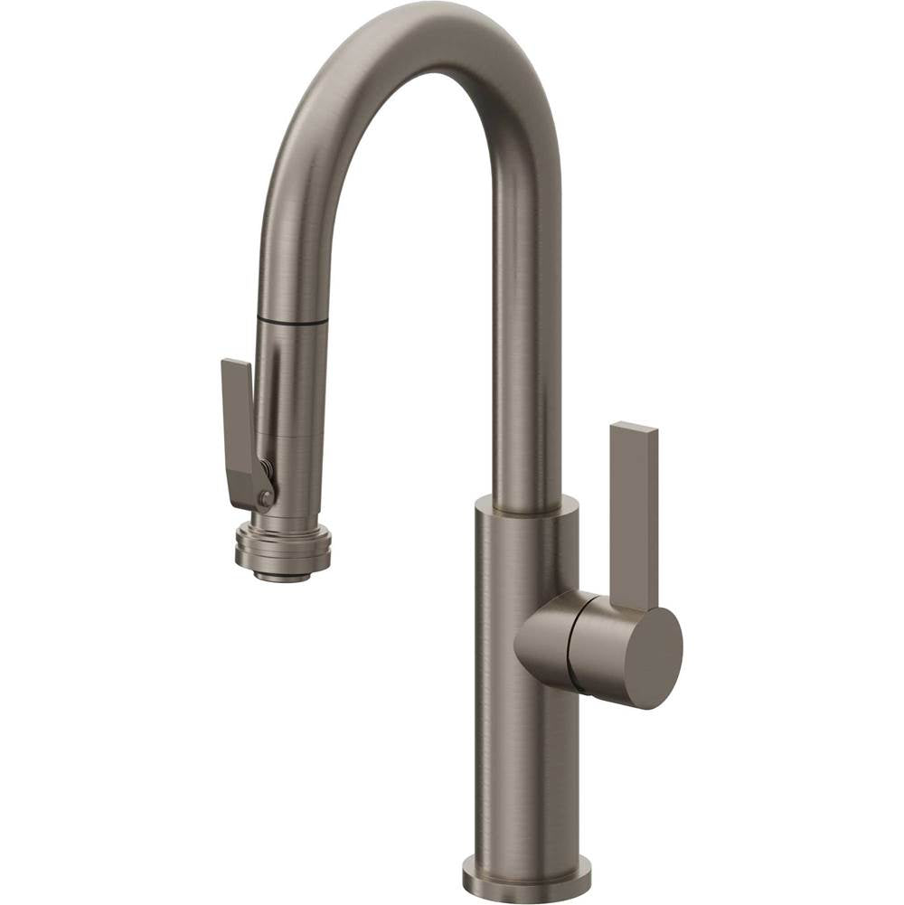 California Faucets - Pull-Down Prep/Bar Faucet with Squeeze Sprayer - Graphite Pvd