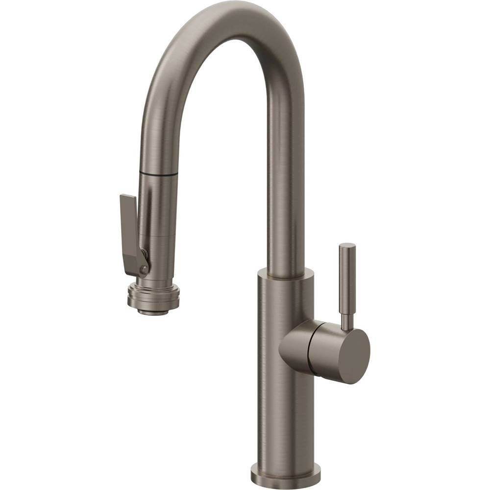 California Faucets - Pull-Down Prep/Bar Faucet with Squeeze Sprayer - Graphite Pvd